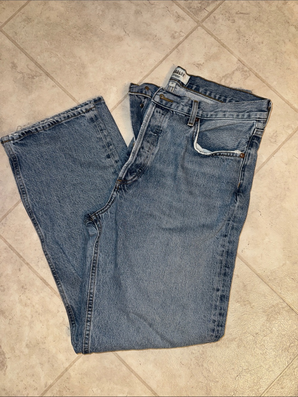 Classic Women's Agolde Straight Leg Jeans in Light Blue Wash